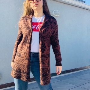 Gerry Weber Edition Ditsy Duster Wool Northern Pattern Long Coat Cardigan